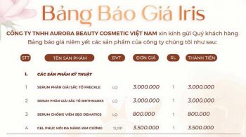 bảng giá mỹ phẩm iris gold